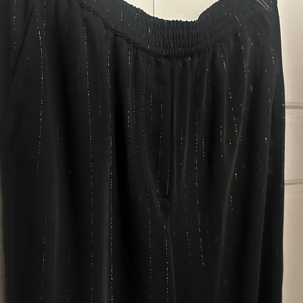 Vincent Camuto Black Glitter Stripe Elastic Waist Skirt
